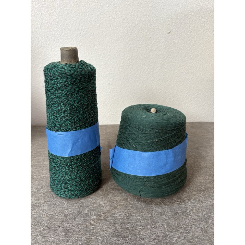 Lot 2 Cones Yarn for Knitting Machines Various Brands & Weights Green